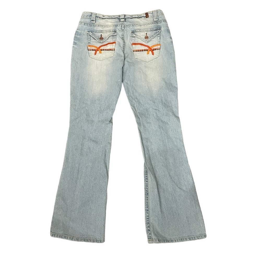 Bongo Vintage Y2K Flare Light Wash Jeans Pants Embroidered Pocket Size 13